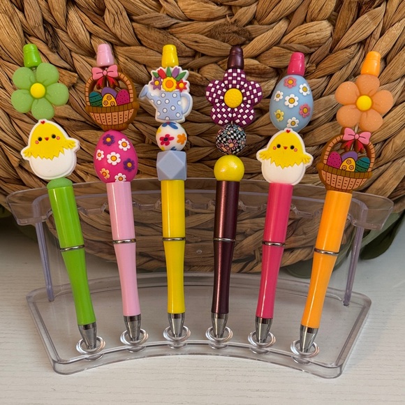 🆕 Spring - Easter Beaded Pens Set of 6 - Picture 2 of 3